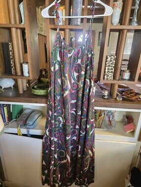 Top Drawer Vintage Boho Paisley Maxi Sundress - Pink, Green, Black Large